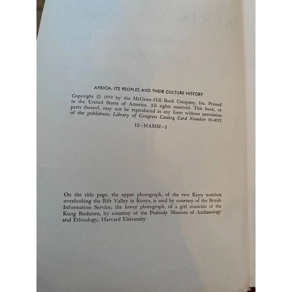 Africa Its Peoples and Their Culture History By George Peter‎ Murdock 1959